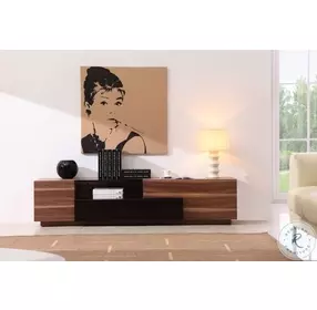 TV015 Black High Gloss And Walnut TV Stand