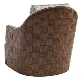 Island Fusion Nagano Green and White Upholstered Swivel Chair with Nailhead Trim