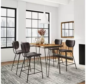 Nature's Edge Chestnut and Dark Brown Upholstered 5 Piece Counter Height Dining Set