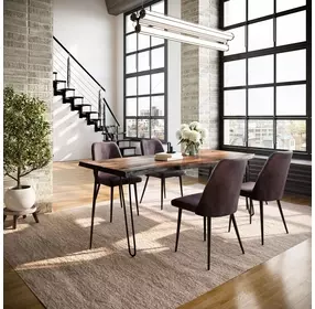 Nature's Edge Chestnut and Dark Brown Upholstered 5 Piece Dining Set