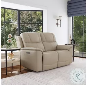 Crew Pebble Power Reclining Loveseat with Power Headrests And Lumbar