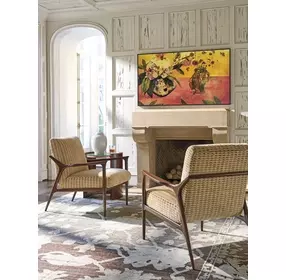 Rendezvous White and Brown Upholstered Warren Accent Chair