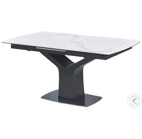 Fiori White Ceramic and Black Extendable Dining Room Set