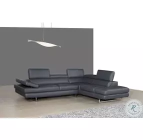 A761 Slate Grey Italian Leather RAF Sectional