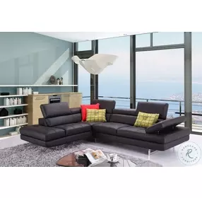 A761 Slate Black Italian Leather LAF Sectional