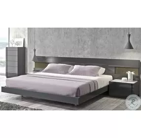 Braga Natural Grey Lacquer Platform Bedroom Set