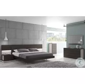 Maia Light Grey Lacquer And Wenge Queen Platform Bed