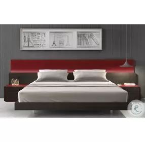 Lagos Red Gloss Lacquer And Wenge Platform Bedroom Set