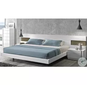 Amora White Lacquer And Stone Slate Platform Bedroom Set