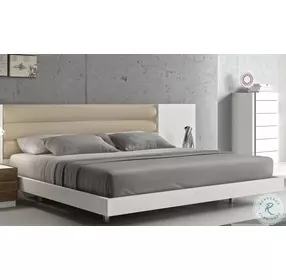 Lisbon White And Beige Platform Bedroom Set