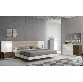 Lisbon White And Beige Queen Platform Bed