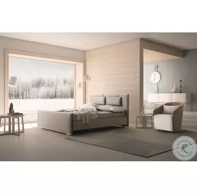 Evergreen Light Taupe Queen Upholstered Platform Bed