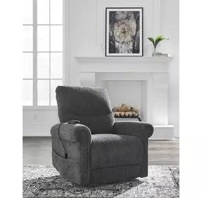 Aureta Charcoal Performance Fabric Power Lift Recliner with Heat and Massage