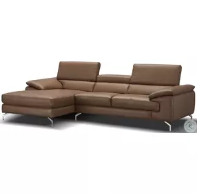 A973b Caramel Italian Leather Mini Chaise LAF Sectional