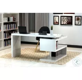 A33 White Lacquer Office Desk