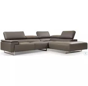 I794 Grey Leather with Ratchet Headrest RAF Sectional