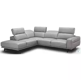 Davenport Light Grey Top Grain Leather LAF Sectional