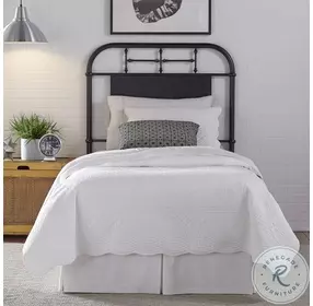 Heritage Series Distressed Black Twin Metal Headboard