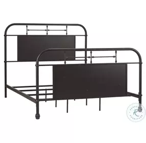 Heritage Series Distressed Black Queen Metal Bed