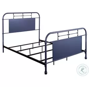 Heritage Series Distressed Navy Queen Metal Bed