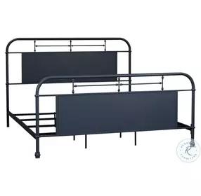 Heritage Series Distressed Navy King Metal Bed