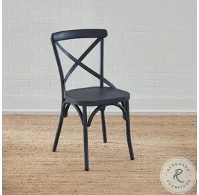 Heritage Series Distressed Navy Metal X Back Side Chair Set of 2