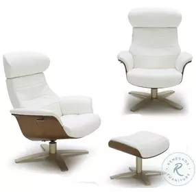 Karma White Italian Leather Ottoman