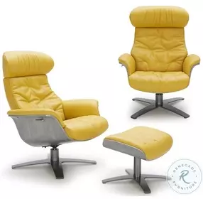 Karma Mustard Italian Leather Ottoman