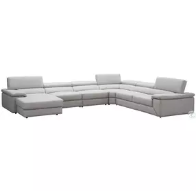 Kobe Premium Silver Gray Italian Leather LAF Sectional