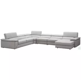 Kobe Premium Silver Gray Italian Leather RAF Sectional