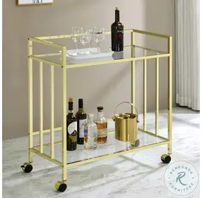 Cara Brass Rectangular Glass Bar Cart