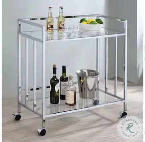 Cara Chrome Rectangular Glass Bar Cart