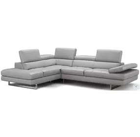 Aurora Light Gray Italian Leather LAF Sectional