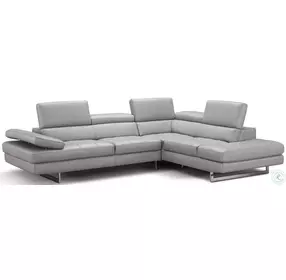 Aurora Light Gray Italian Leather RAF Sectional