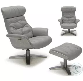 Karma Gray Italian Leather Lounge Chair