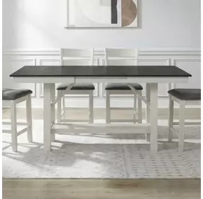 Bayview Textured White and Carbon Gray 94" Extendable Rectangular Gathering Table