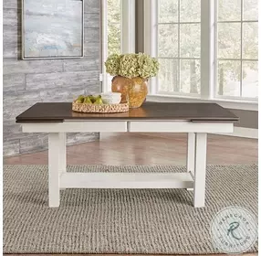 Riverview Bay Textured White With Carbon Gray Trestle Extendable Dining Room Set