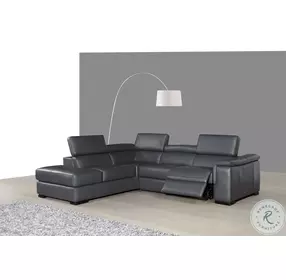 Agata Slate Gray Leather Power Reclining LAF Sectional