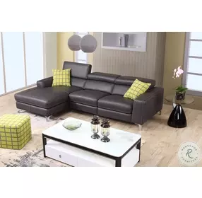 Ariana Gray Italian Leather Reclining LAF Sectional