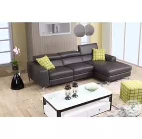 Ariana Gray Italian Leather Reclining RAF Sectional