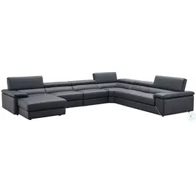 Kobe Premium Blue Gray Italian Leather LAF Sectional