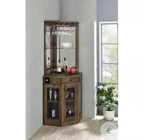 Alviso Rustic Oak Corner Bar Cabinet