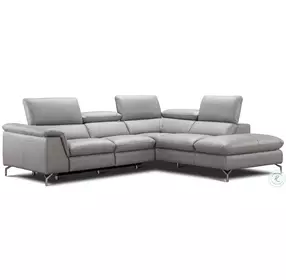 Viola Light Gray Leather Power Reclining RAF Sectional
