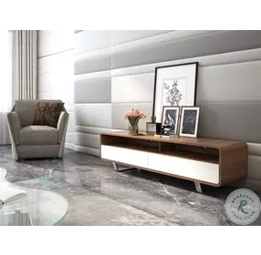 Gramercy Walnut And White TV Stand