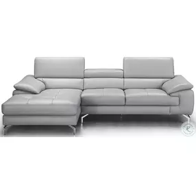 Liam Light Grey Italian Leather LAF Sectional