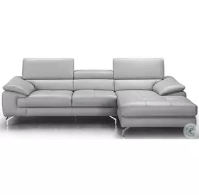 Liam Light Grey Italian Leather RAF Sectional