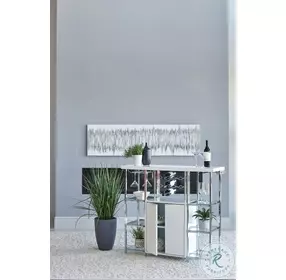 Gallimore High Glossy White And Chrome Bar Cabinet
