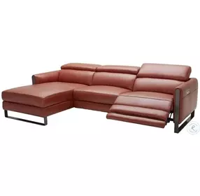 Nina Ochre Italian Leather Power Reclining LAF Sectional