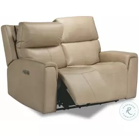 Jarvis Parchment Leather Power Reclining Loveseat With Power Headrest And Footrest