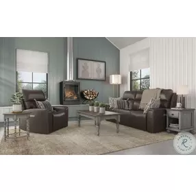 Jarvis Mocha Leather Power Reclining Sofa With Power Headrest And Footrest